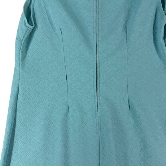Vtg Mod Dress 16 18 Sleeveless 60s 70s Aqua Blue White Peter Pan Collar As Is - Picture 8 of 13